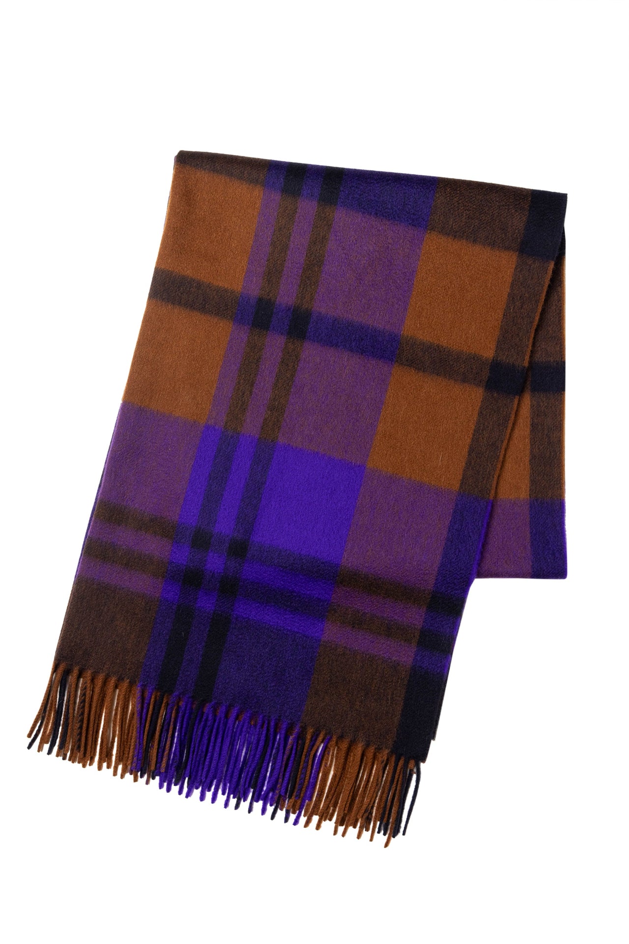 Joshua Ellis Primary Black Watch Cashmere Stole Purple x Red