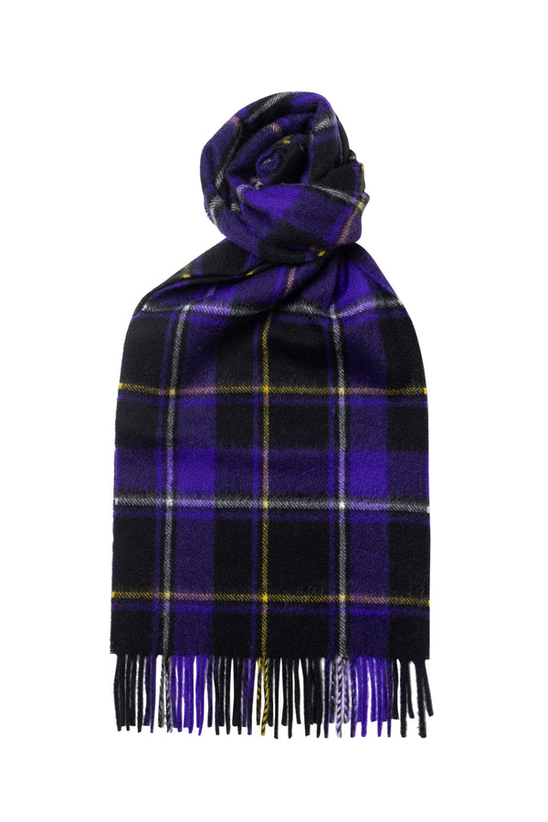 Joshua Ellis Modern Tartan Cashmere Scarf Purple x Black