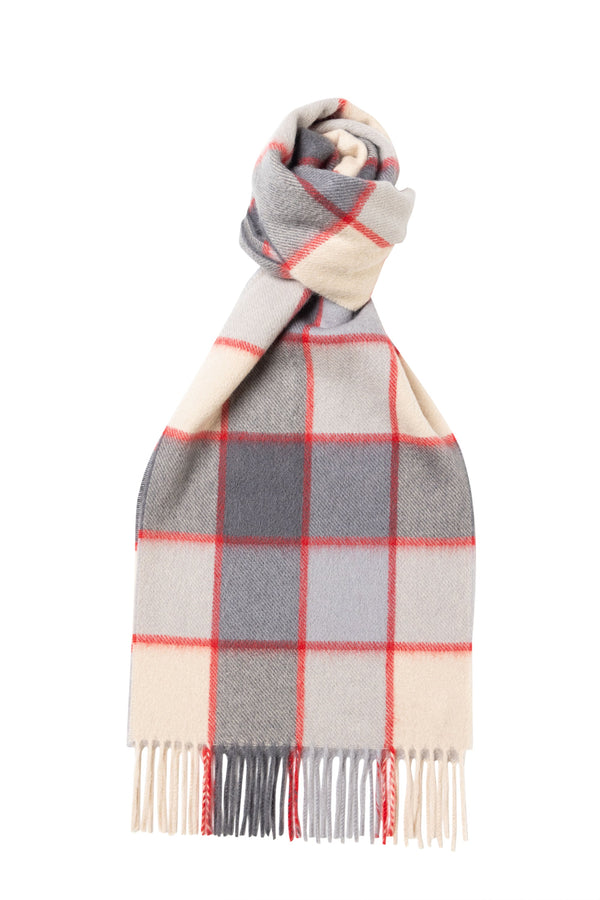 Plaid Cashmere Scarf Beige x Grey