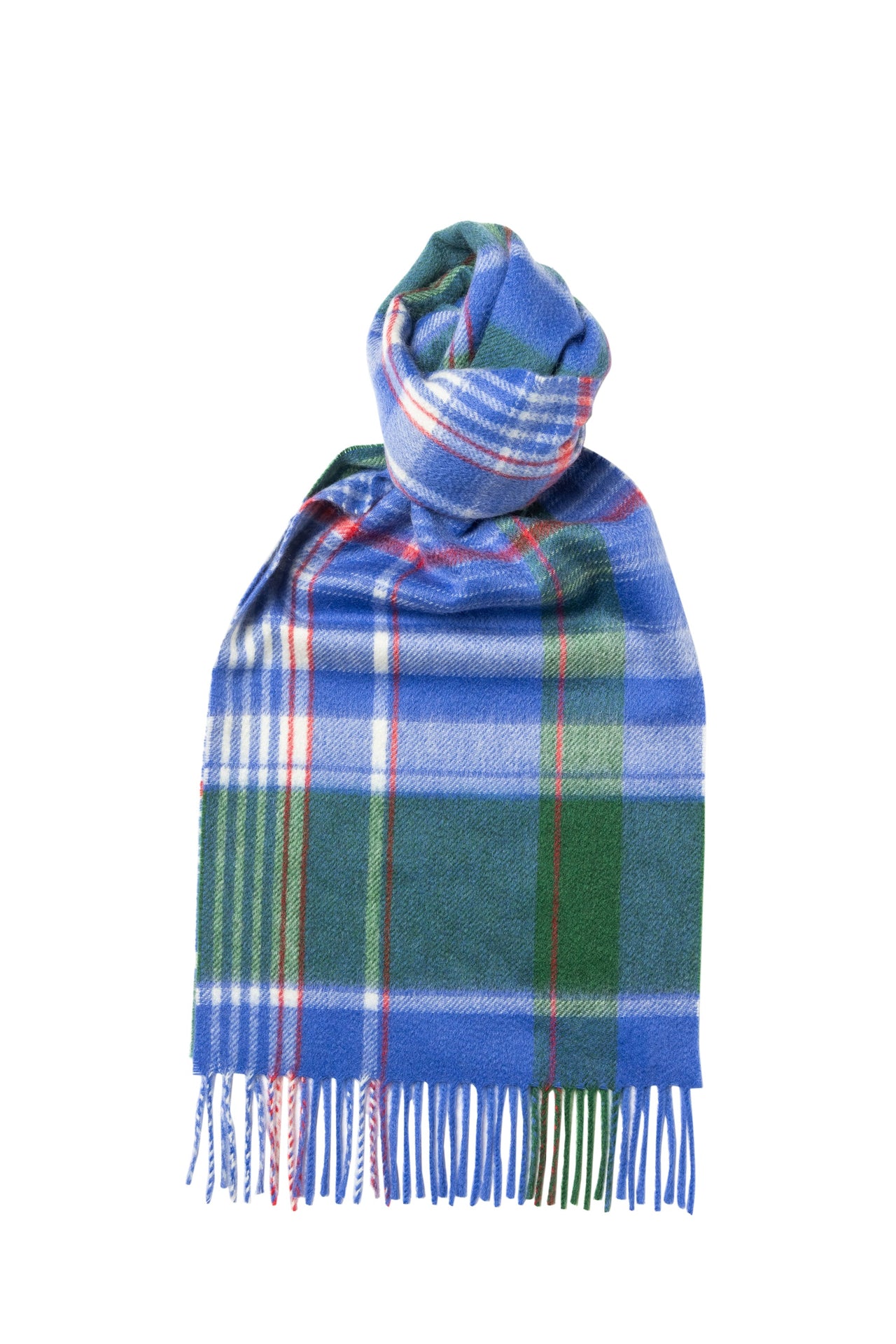 Joshua Ellis Plaid Cashmere Scarf Green x Blue