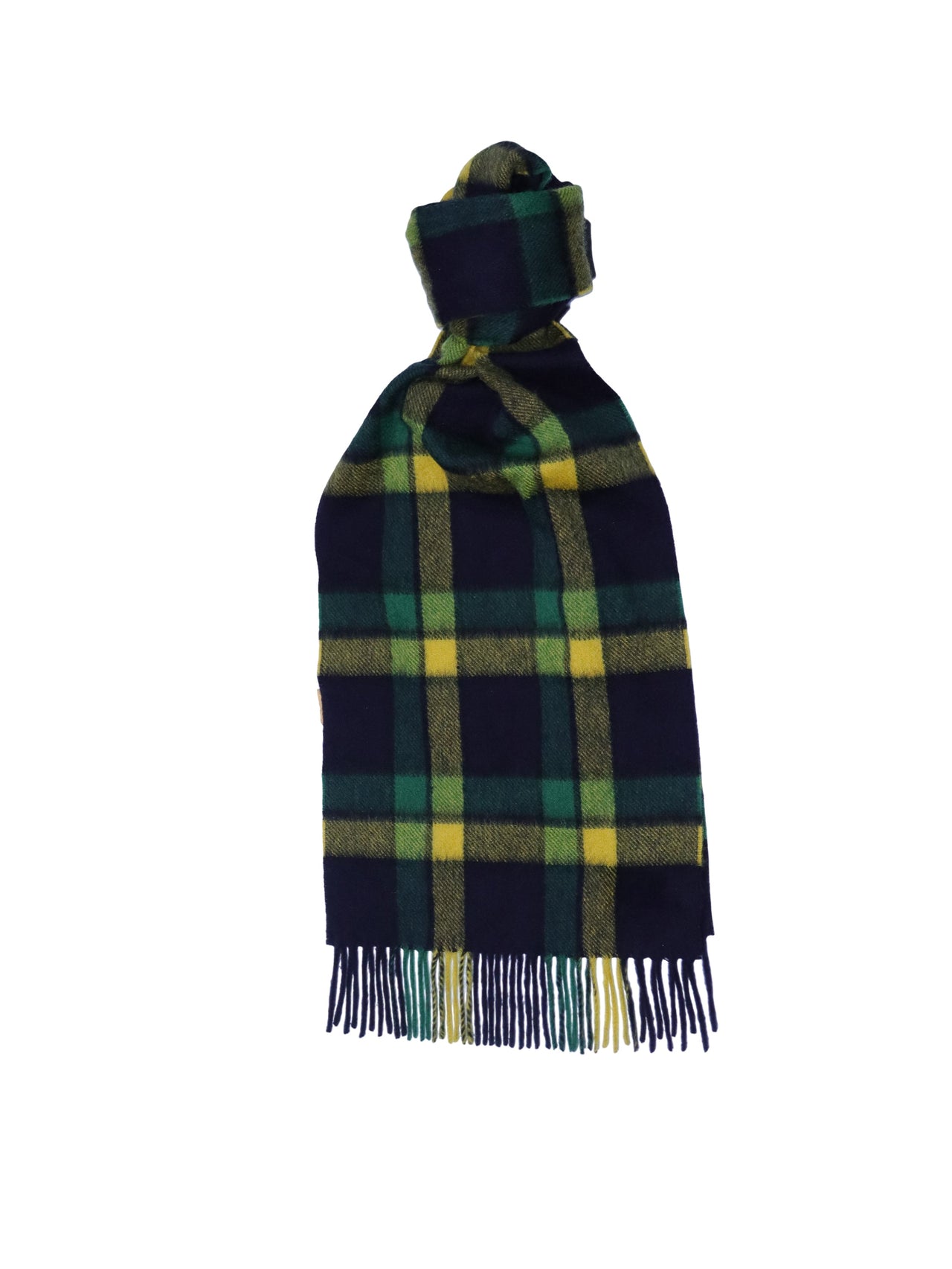 Joshua Ellis Modern Tartan Cashmere Scarf Black x Yellow