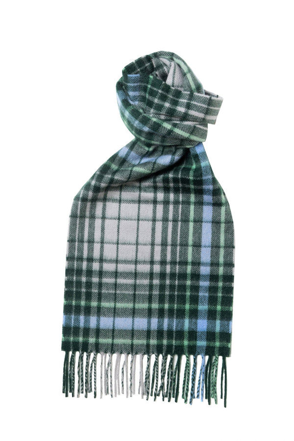 Plaid Cashmere Scarf Green x Grey