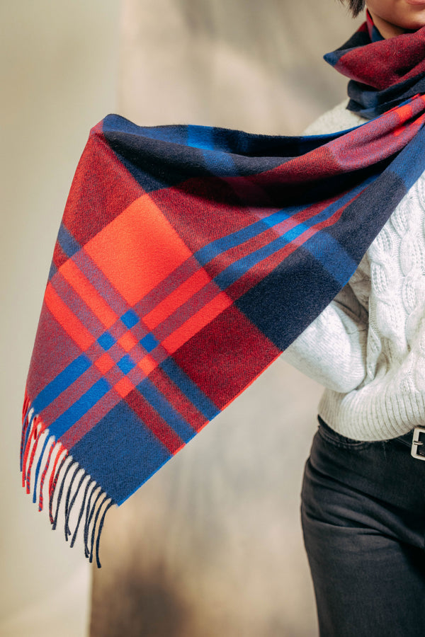 Black Watch 100% Cashmere  Scarf - Red x Blue