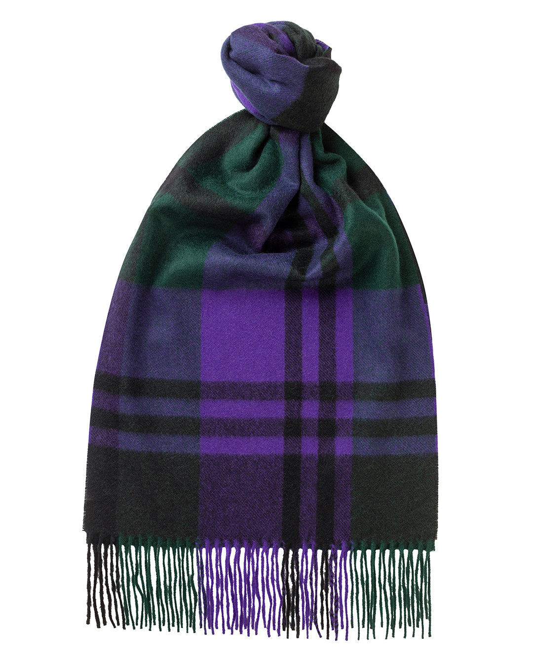 Primary Black Watch Cashmere Scarf Purple x Green