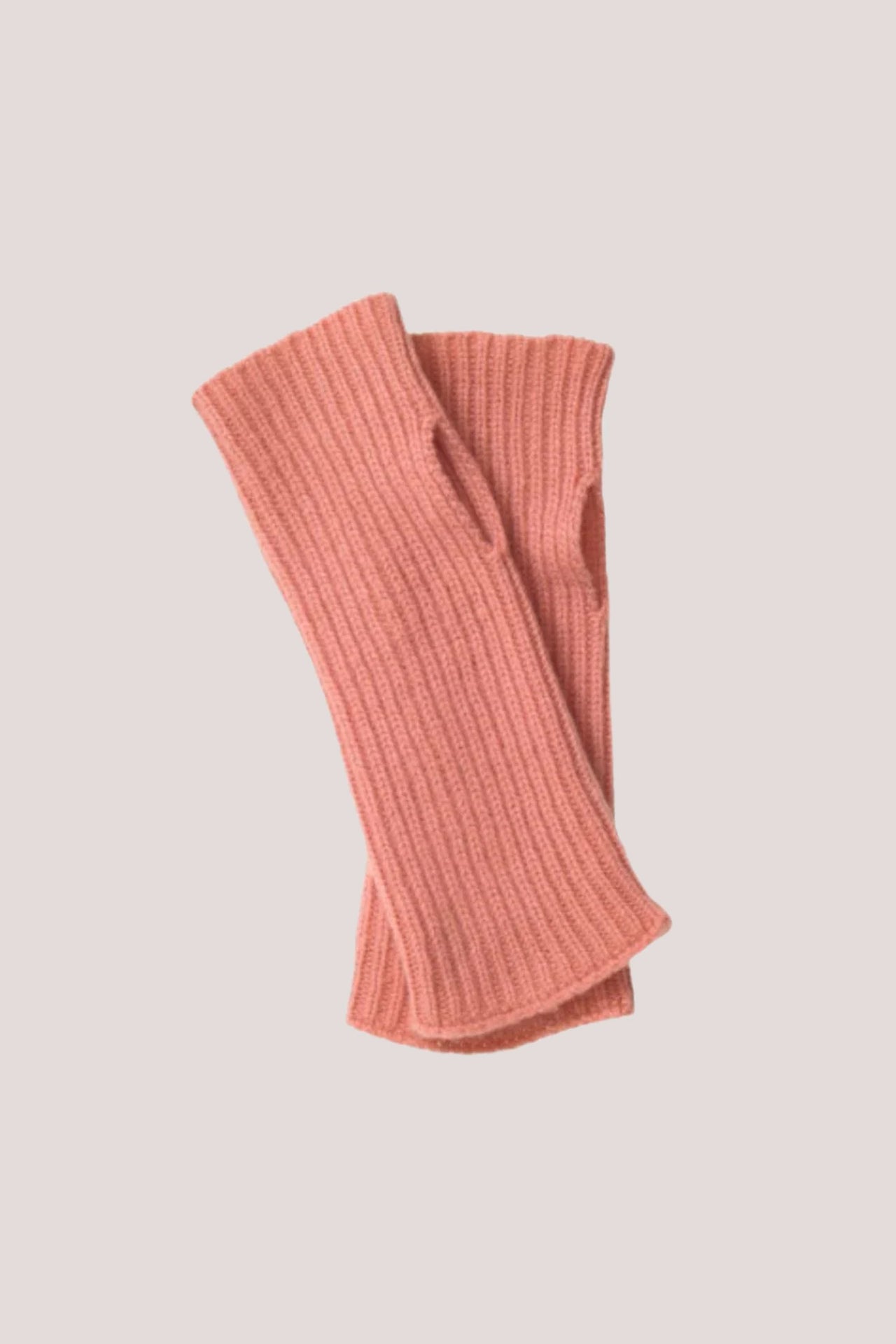 Rib Knit Cashmere Wrist Warmer Pink