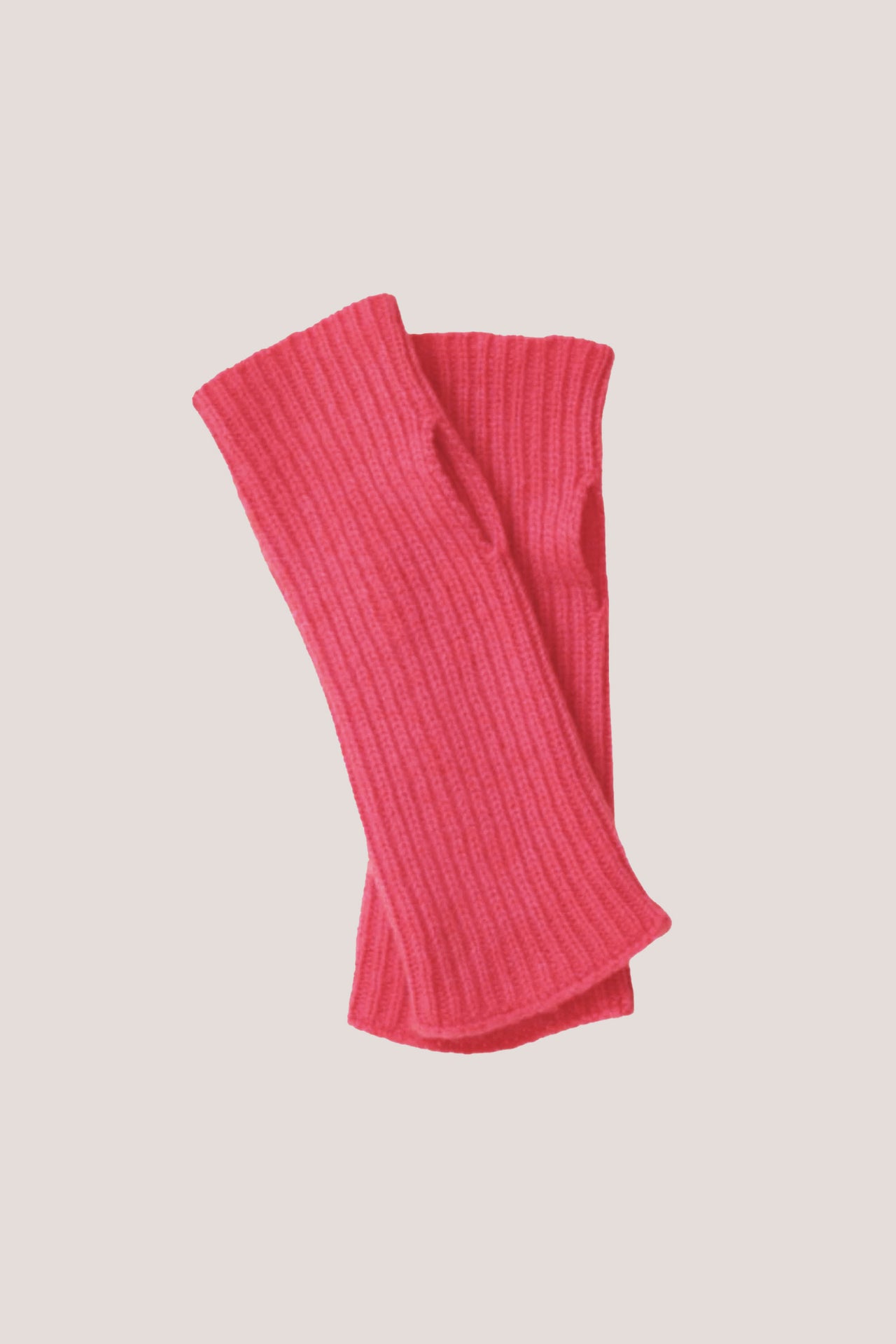 Rib Knit Cashmere Wrist Warmer Coral Pink