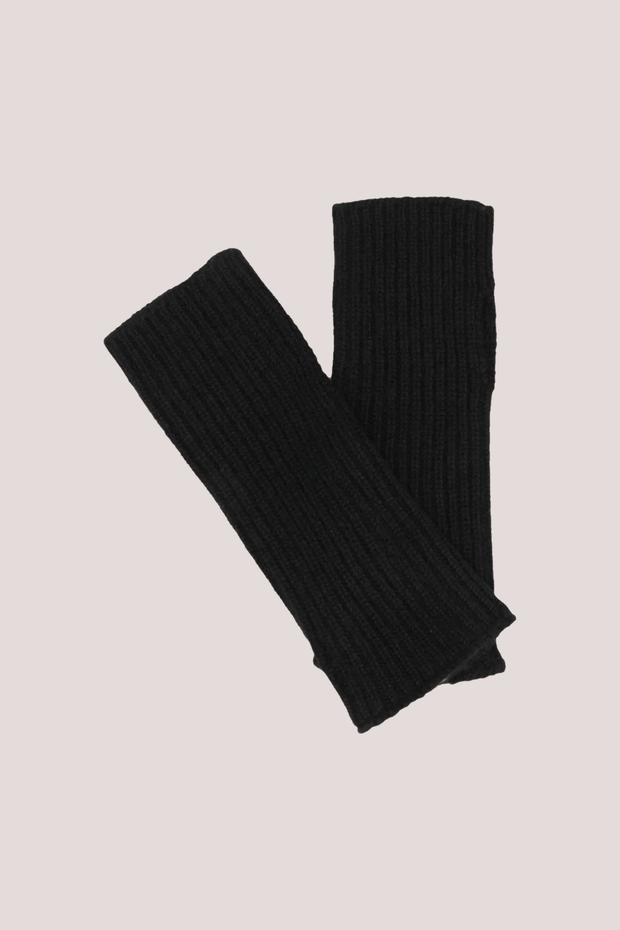 Rib Knit Cashmere Wrist Warmer Black