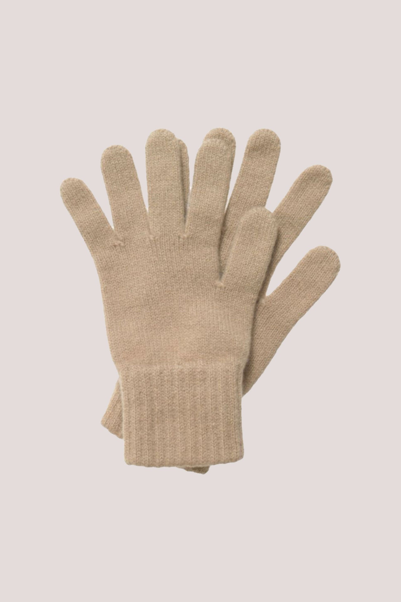 Woman's Plain Knit Cashmere Gloves Camel