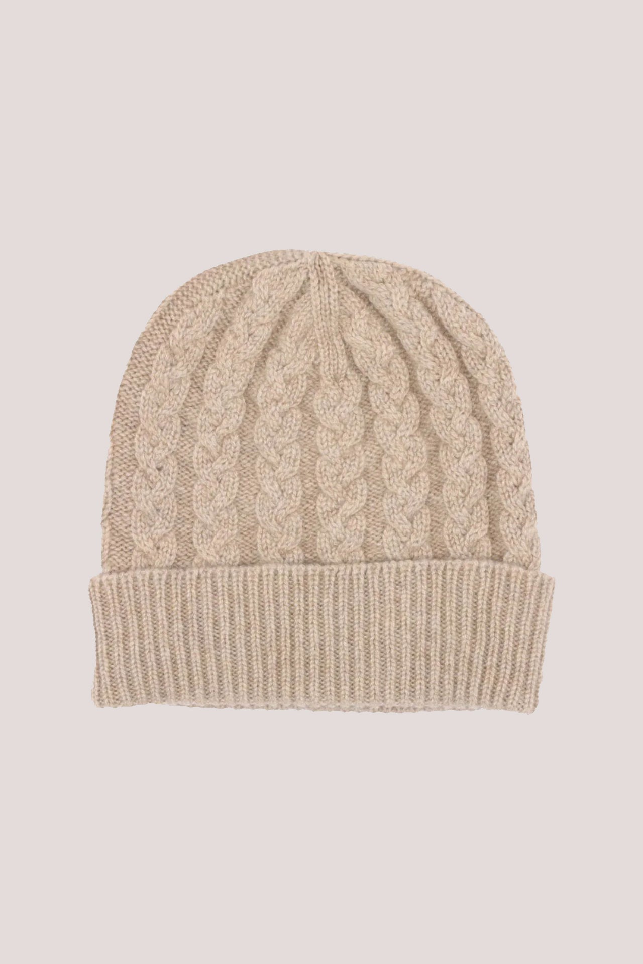 Cable Knit Cashmere Beanie Hat Oatmeal