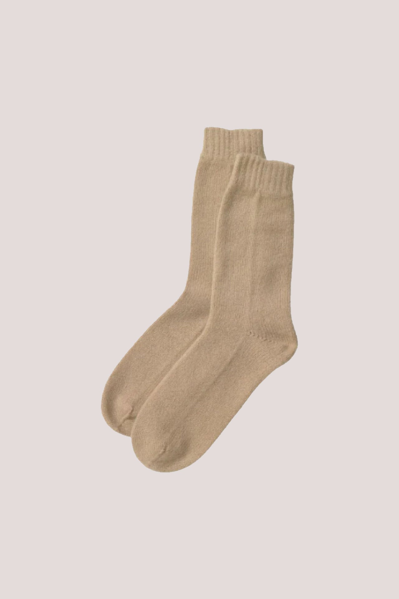 Women's Rib Knit Cashmere Socks Camel