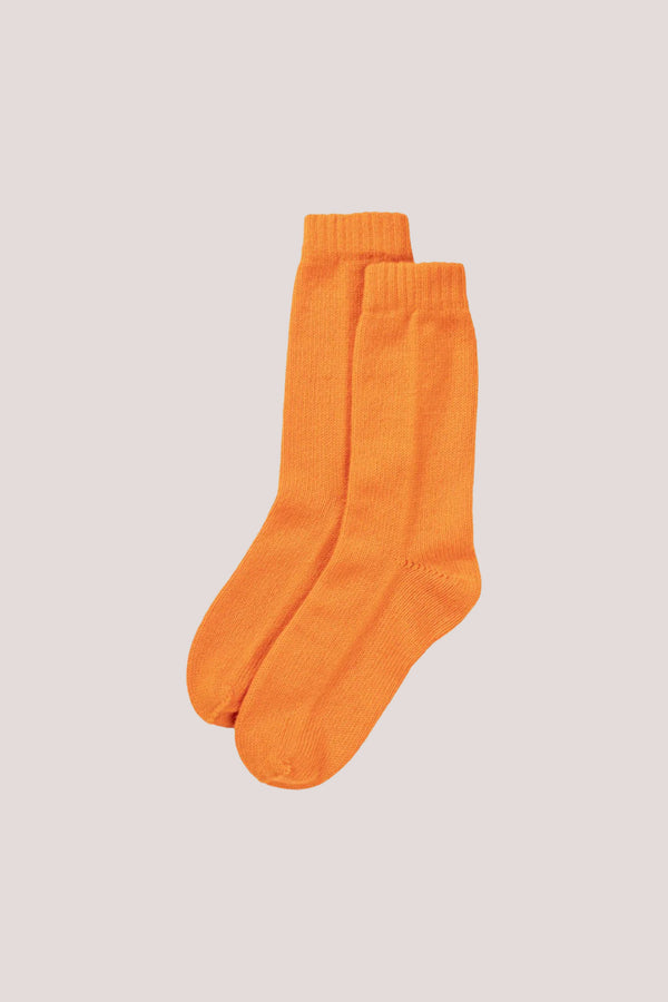 Women's Rib Knit Cashmere Socks Orange