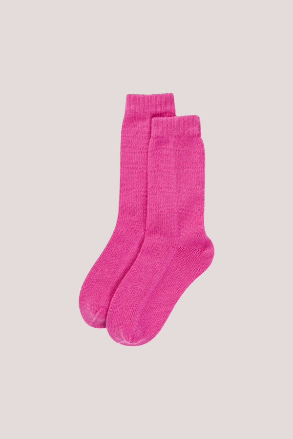 Women's Rib Knit Cashmere Socks Bright Pink