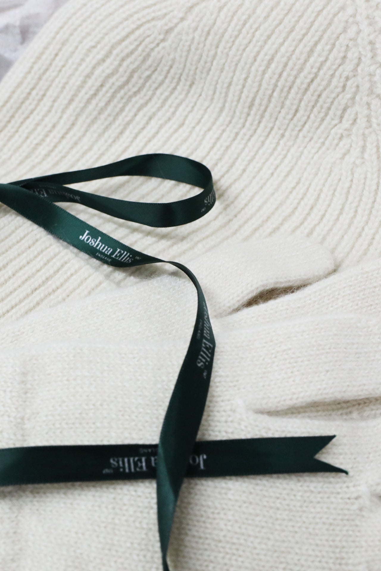 Men's Cashmere Beanie Hat & Gloves Natural Undyed Gift Set