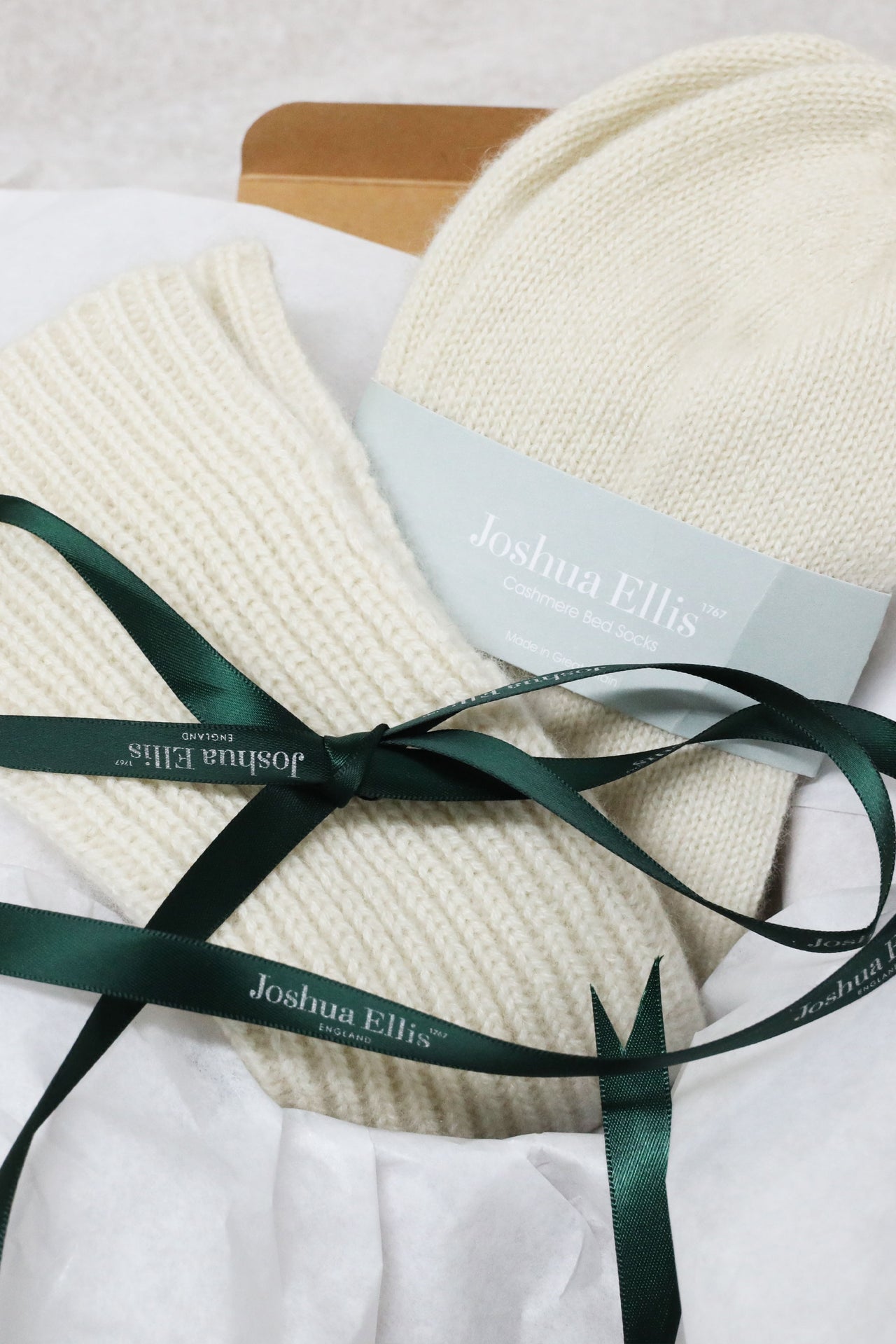 Women's Cashmere Wrist Warmers & Bed Socks Natural Undyed Gift Set
