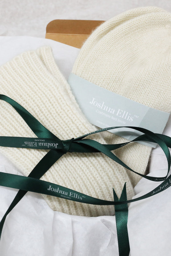 Women's Cashmere Wrist Warmers & Bed Socks Natural Undyed Gift Set