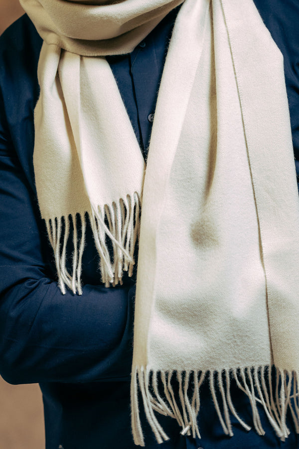 Classic Plain 100% Lambswool Scarf - Cream