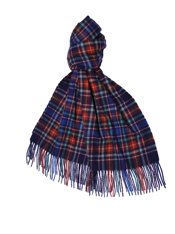 Sale - Plaid Extra Wide Cashmere Scarf Blue x Red