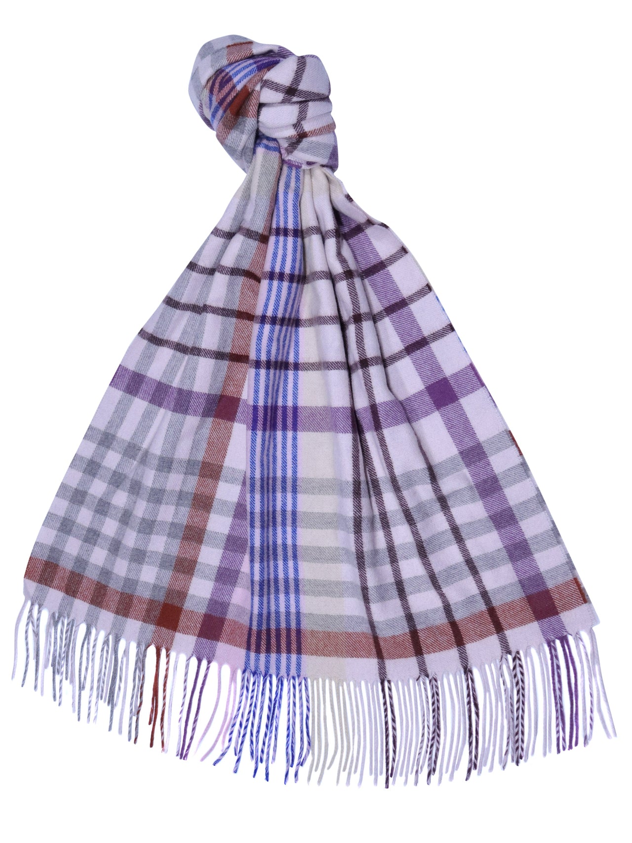 Sale - Plaid Extra Wide Cashmere Scarf Pink