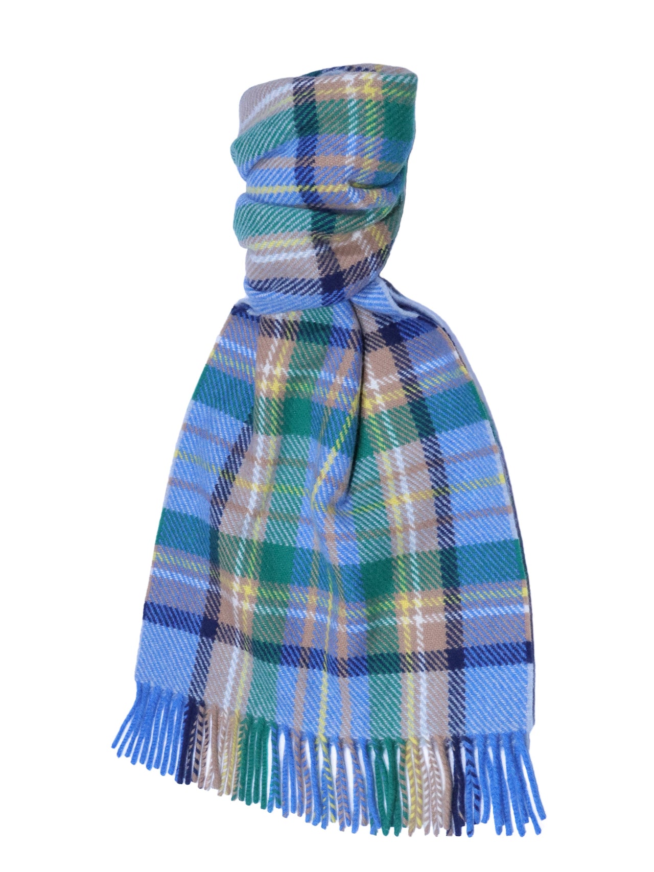 Sale - Modern Tartan Lambswool Scarf Blue x Green