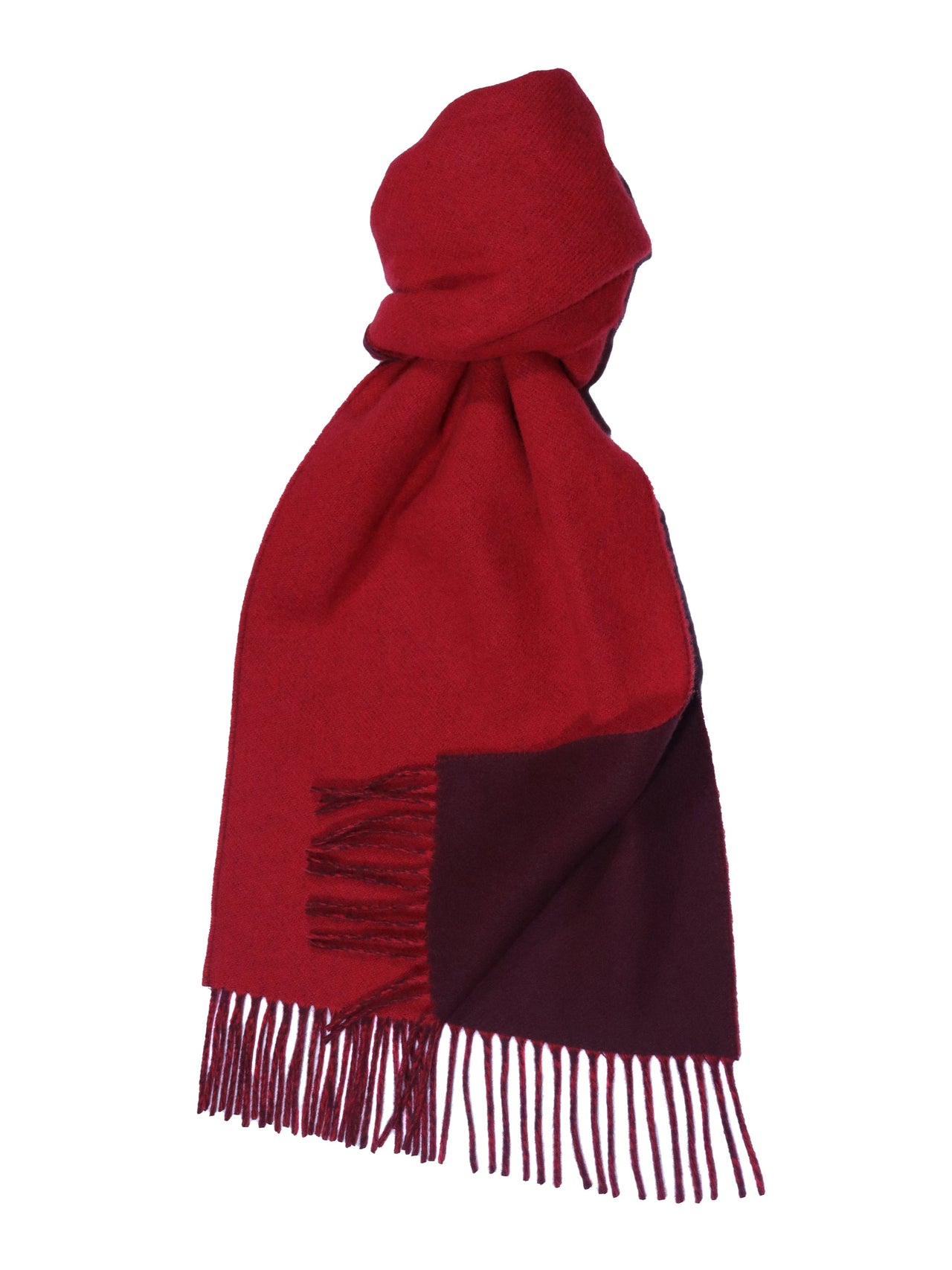 Joshua Ellis Plain Reversible Cashmere Blend Scarf Red x Merlot