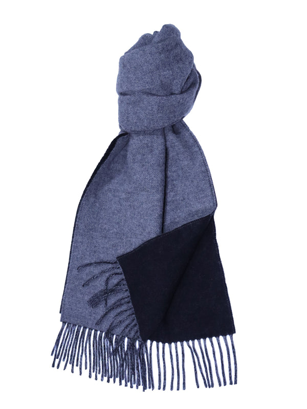 Joshua Ellis Plain Reversible Cashmere Blend Scarf Grey x Black