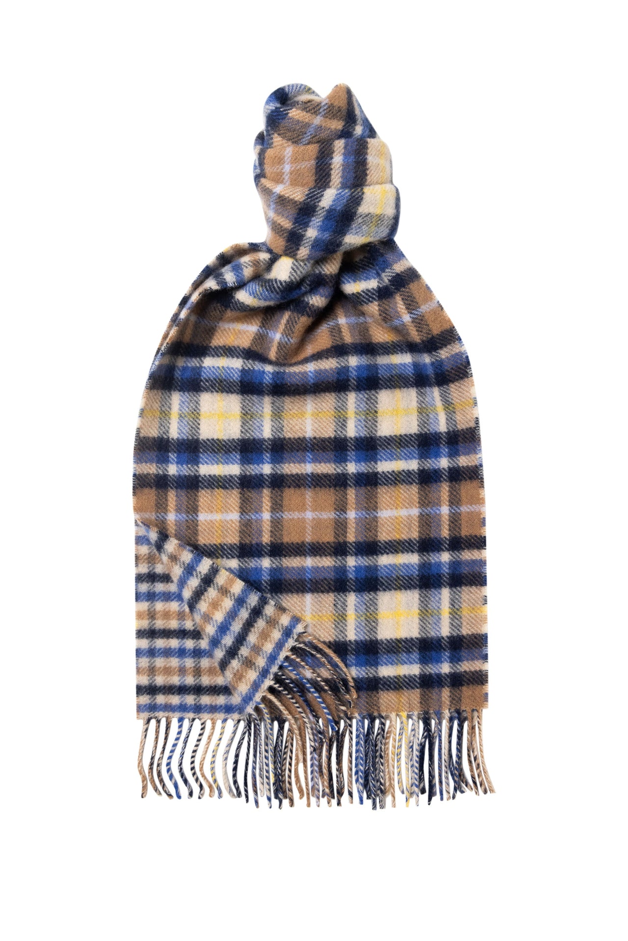 Joshua Ellis Reversible Classic Check Cashmere Blend Scarf Brown Shepherds Check x Tartan