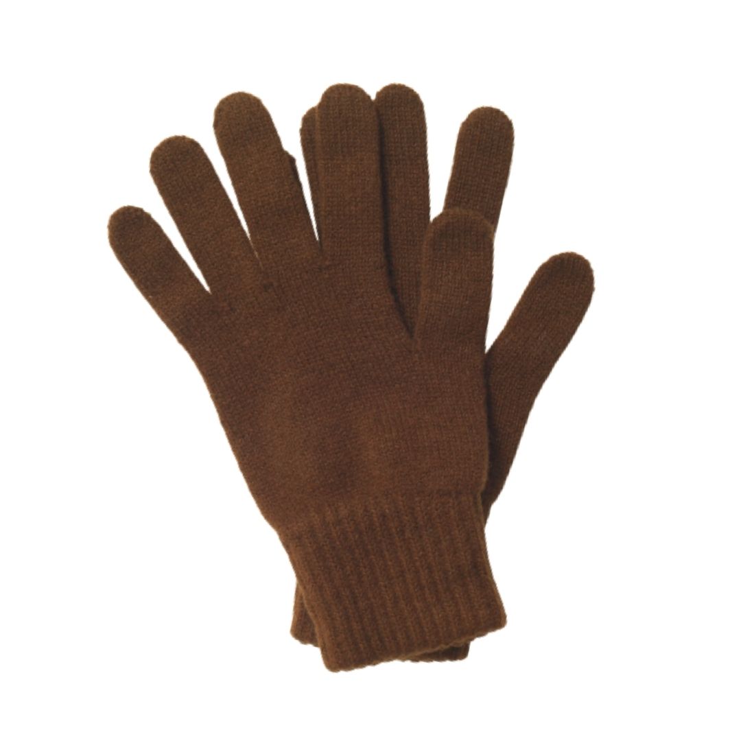 Men's Plain Knit Cashmere Gloves Crocket Brown