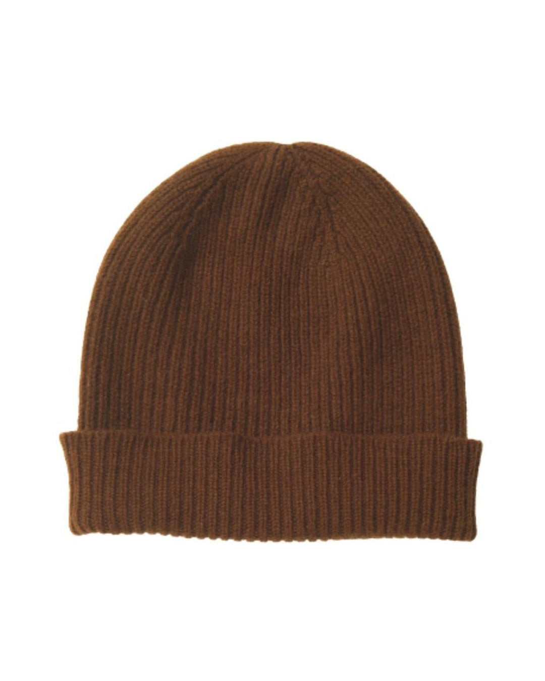 Rib Knit Cashmere Beanie Hat Crocket Brown