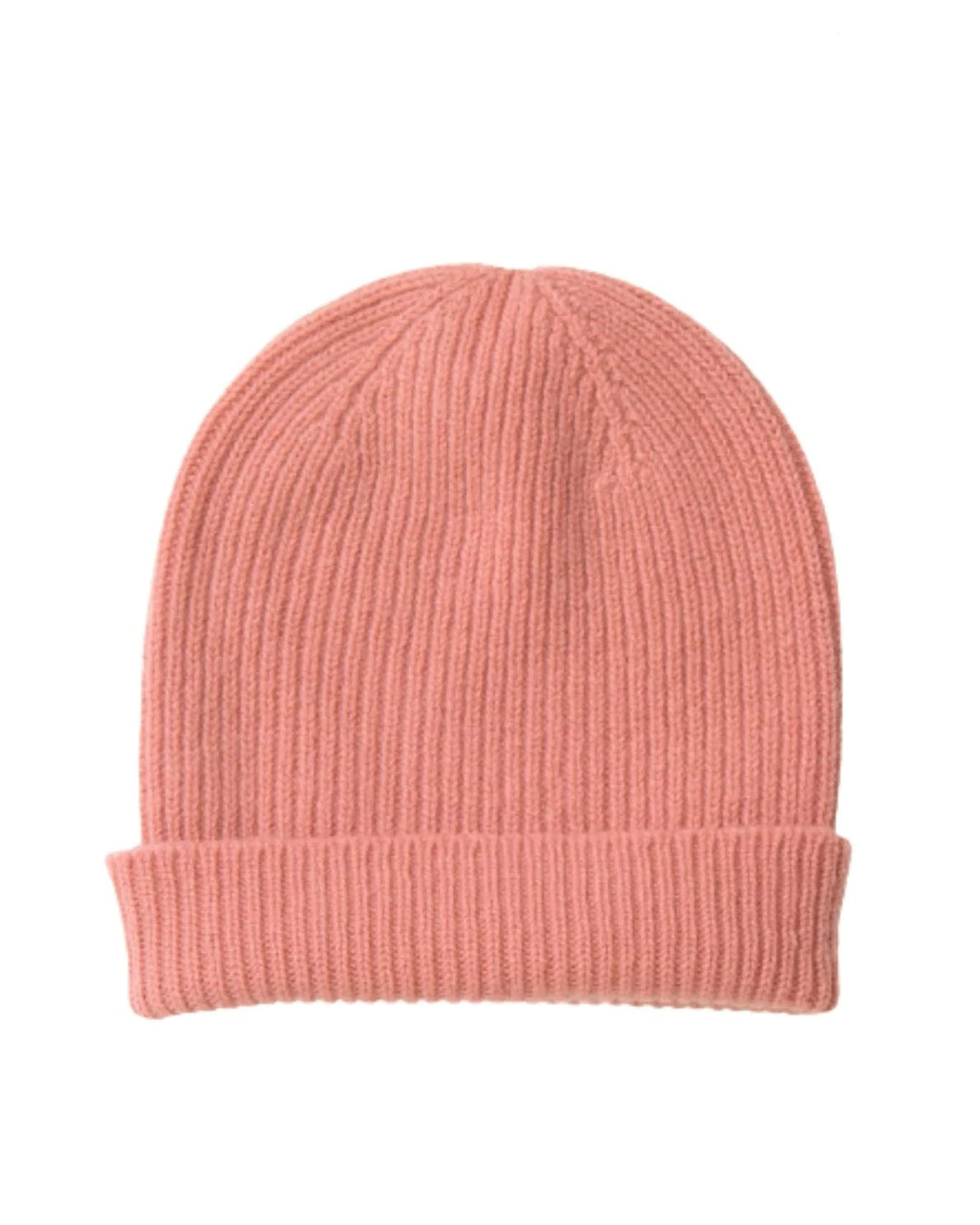 Rib Knit Cashmere Beanie Hat Pink