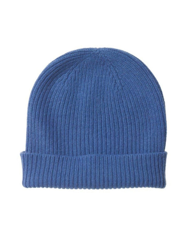 Rib Knit Cashmere Beanie Hat Soft Sapphire