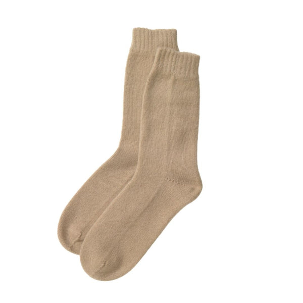 Women's Rib Knit Cashmere Socks Camel