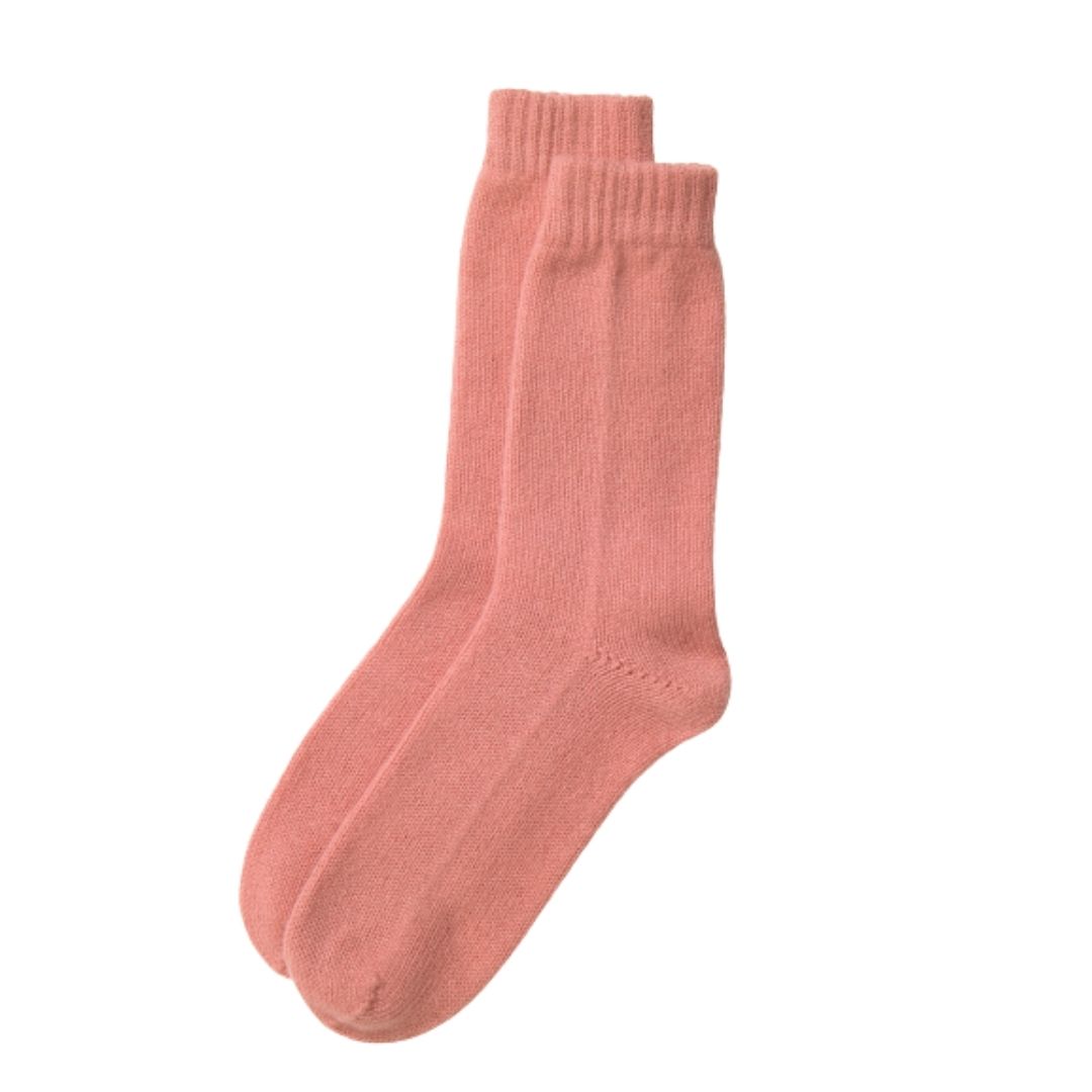 Women's Rib Knit Cashmere Socks Pink