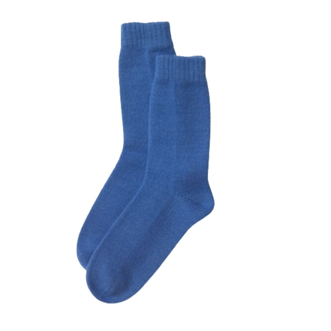 Women's Rib Knit Cashmere Socks Sapphire