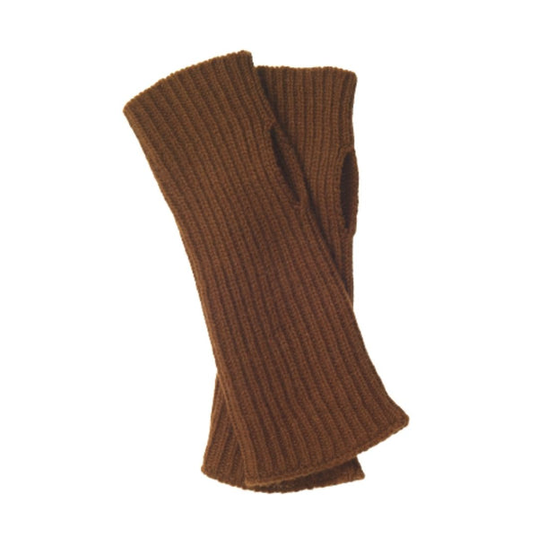 Rib Knit Cashmere Wrist Warmer Crocket Brown