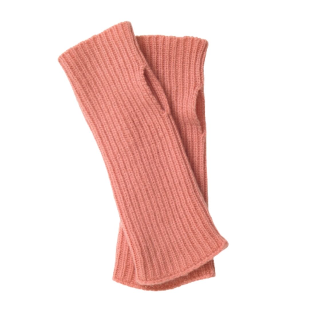 Rib Knit Cashmere Wrist Warmer Pink