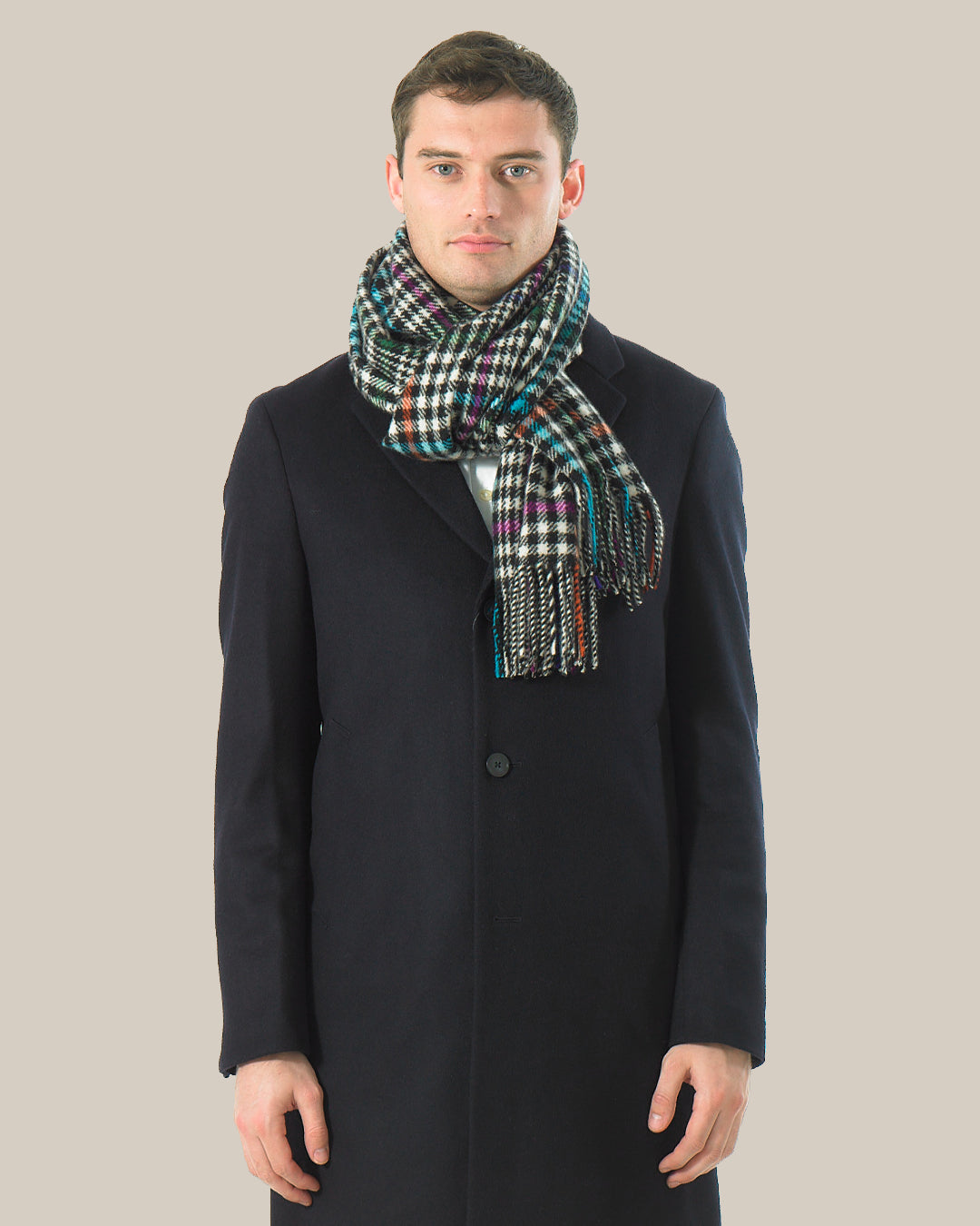 SALE - Check & Tweed Cashmere Wide Scarf