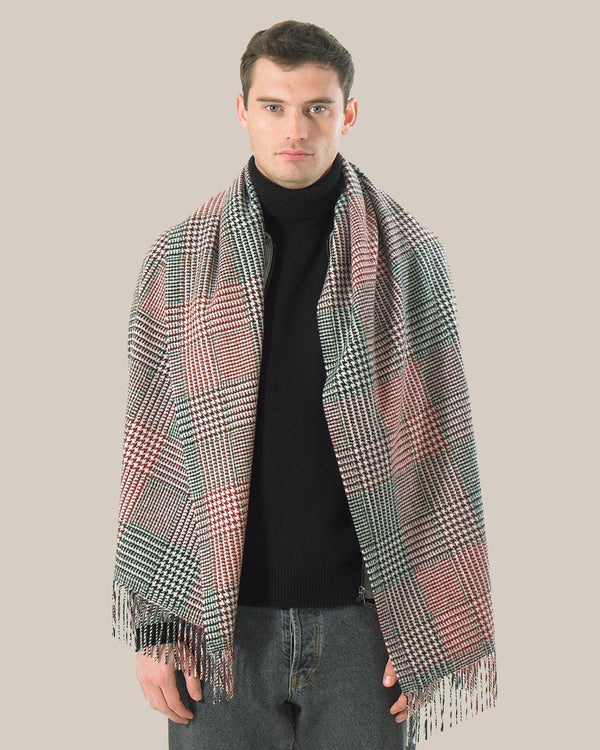 SALE - Check & Tweed Cashmere Wide Scarf