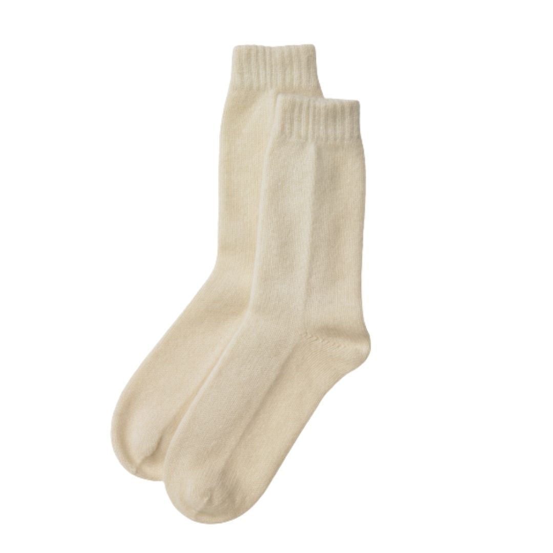 Cream, Womens Cashmere Merino Bed Socks